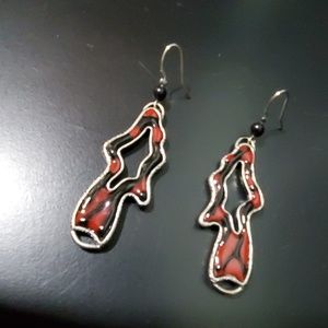 Black and red earrings